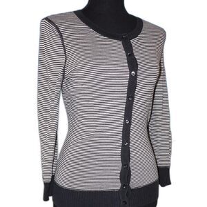 Old Navy Women's Black and White Striped Cardigan